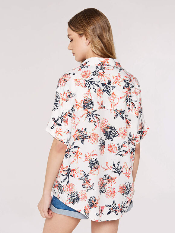Seashell Resort Shirt, White, large