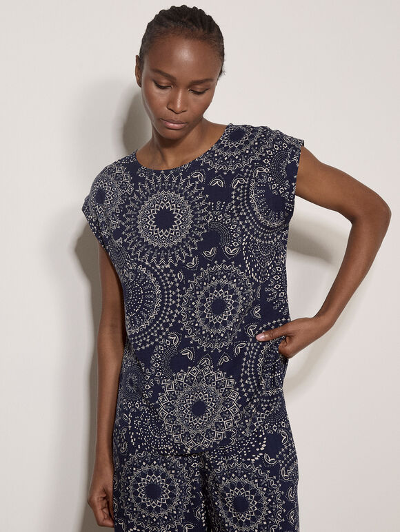 Kaleidoscope Woven T-Shirt, Navy, large