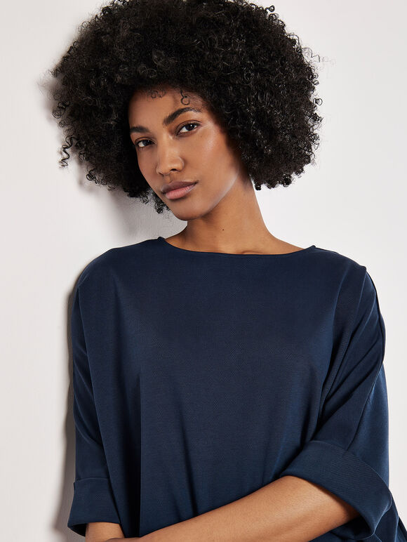 Jersey Knit Batwing Top, Navy, large