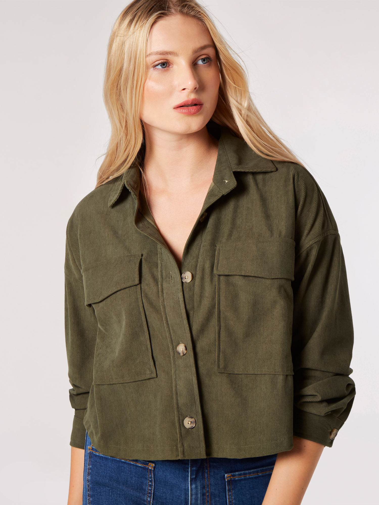 Cropped corduroy shirt on sale