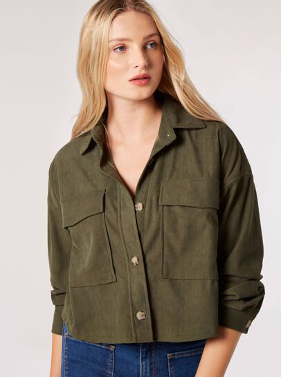 Cropped Corduroy Shacket
