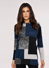 Colourblock Oversized Top, Navy, large