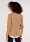 Open Rushed Sleeve Blazer, Stone, large
