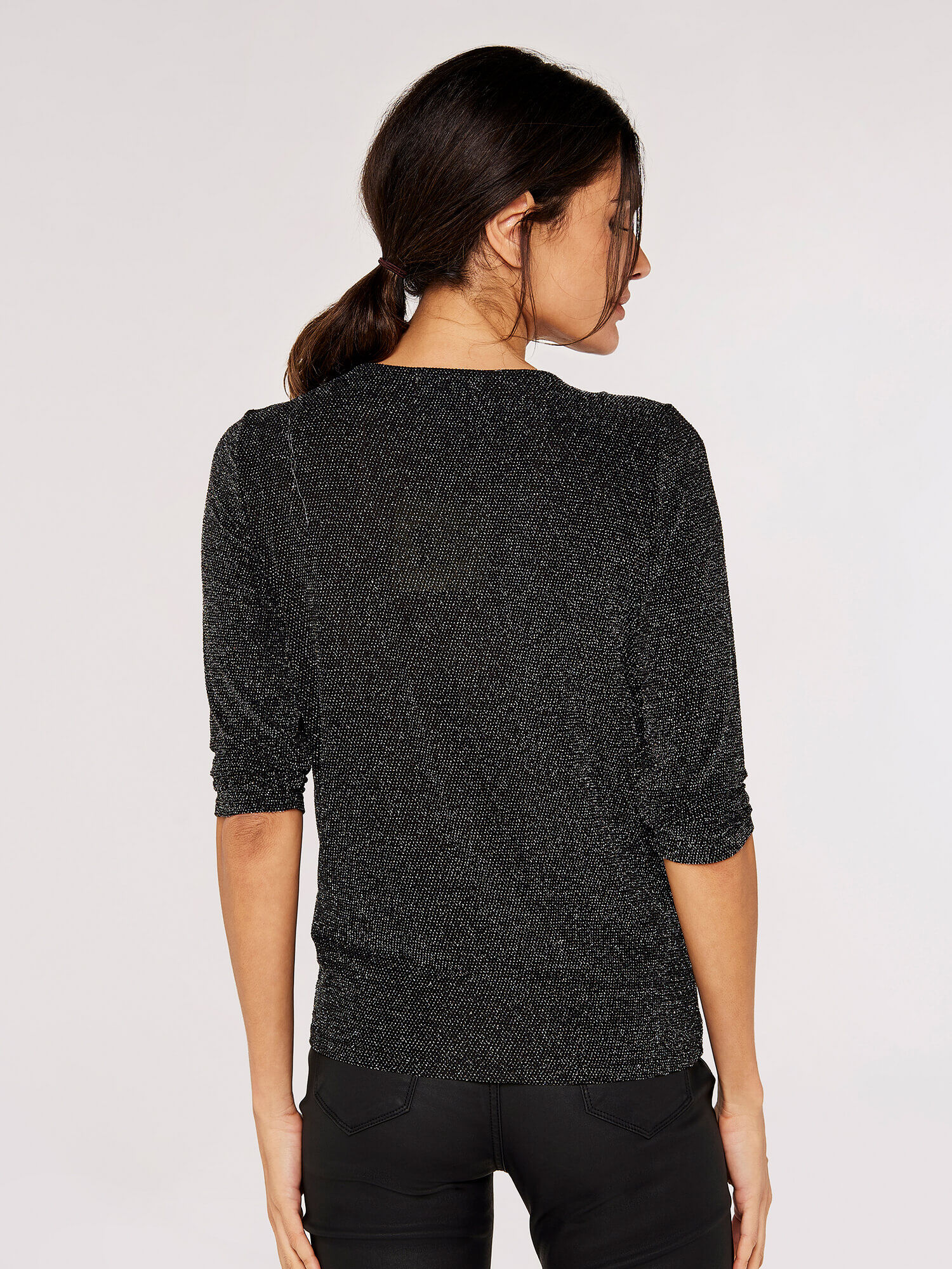 black sparkle wrap top