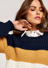 Large Stripes Chunky Knit Jumper, Mustard, large