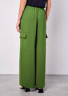Wide Leg Fluid Cargo Trousers, Green, large