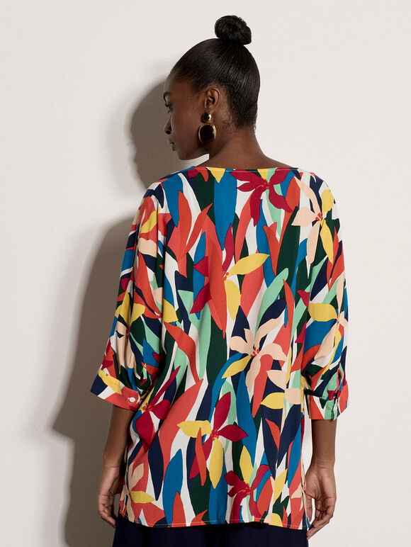 Colour Block Woven Blouse, Orange, large