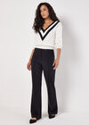Ponte Seam Detail Straight Leg Trousers, Black, large