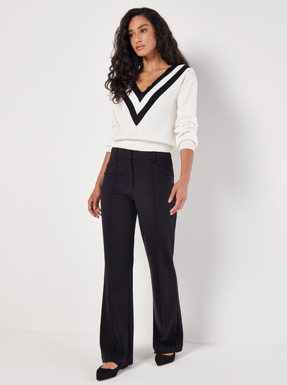 Ponte Seam Detail Straight Leg Trousers