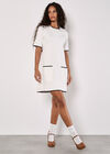 Monochrome Knitted Mini Dress, White, large