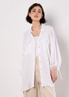Oversized Longline Shimmer Shirt, White, large