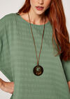Textured Oversized Necklace Top, Green, large