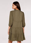 Herringbone Tiered Mini  Dress, Khaki, large