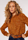 Satin Leaf Devore Top , Rust, large
