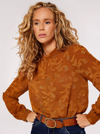Satin Leaf Detail Top