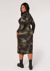 Texture Print Jersey Midi Dress, Khaki, large