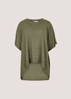 Waffle Knit Tunic Top, Khaki, large