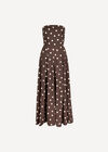Polka Dot Bow Back Wide-Leg Jumpsuit, Brown, large
