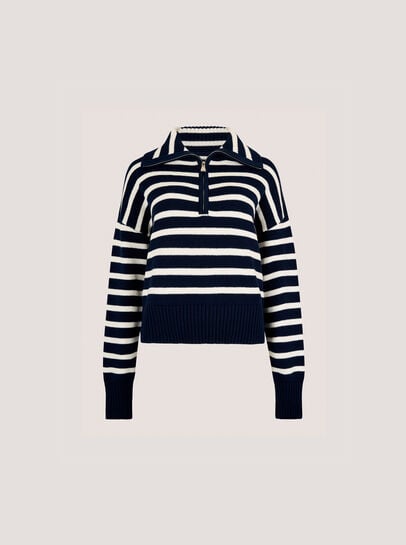 Zip Neck Stripe Jumper