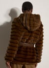 Faux Fur Panel Belted Coat, Brown, large