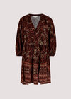 Block Print Leaf Mini Dress, Burgundy, large