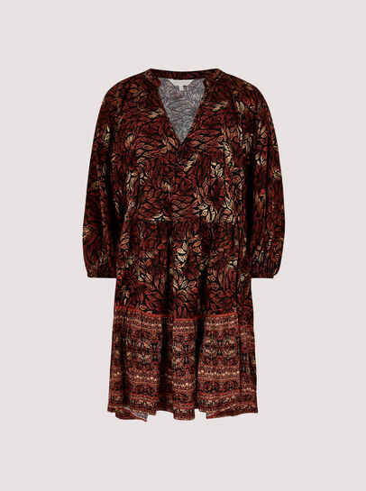 Block Print Leaf Mini Dress