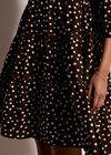 Polka Dot Tiered Mini Dress, Brown, large