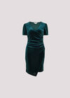 Velvet Ruched Bodycon Mini Dress, Green, large