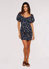 Floral Milkmaid Mini Dress, Navy, large