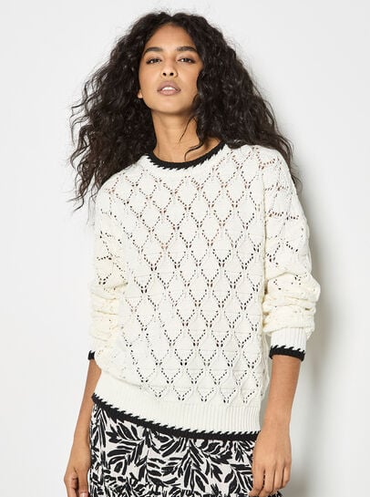Pointelle Knit Blanket Stitch Jumper