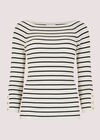  Stripe Ribbed Jumper, White, large