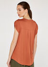 Pocket Vneck Military Top, Rust, large
