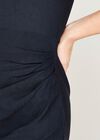 Halter Neck Rouged Bodycon Dress, Navy, large