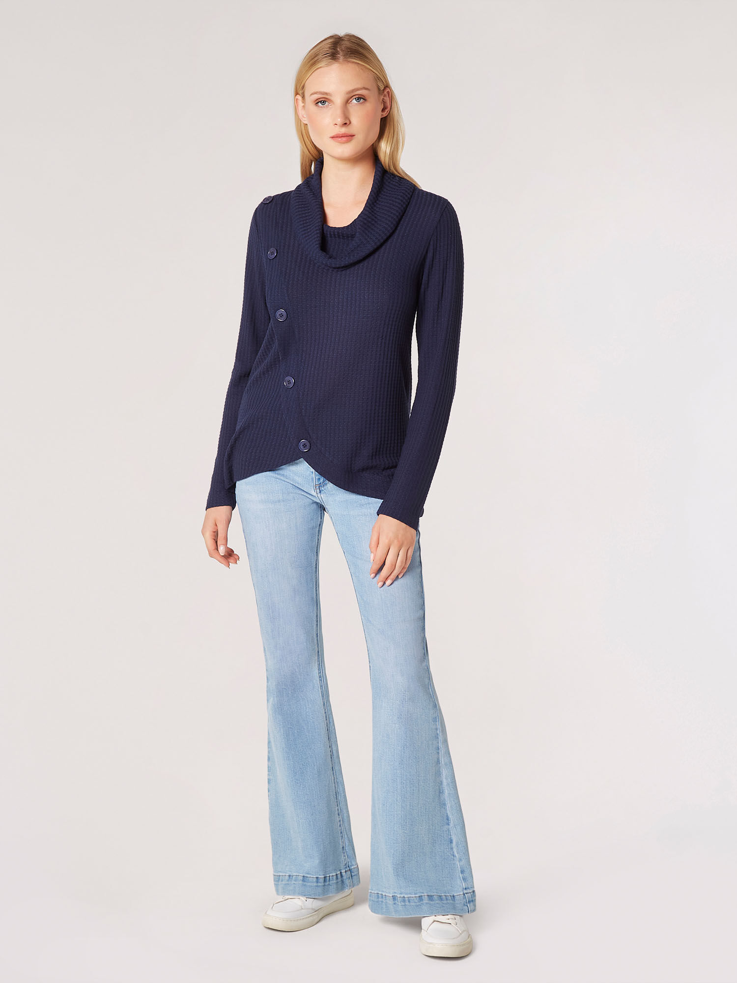 Waffle Knit Button Wrap Top | Apricot Clothing
