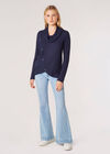 Waffle Knit Button Wrap Top, Navy, large