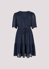 Polka Dot Chiffon Mini Dress, Navy, large