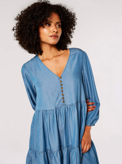 Denim Tiered Mini Dress