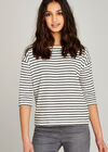 Nautical Stripe Slub Boxy Top, Black, large