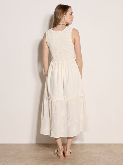 Embroidered Floral Tiered Maxi Dress