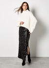 Sequin Mesh Maxi Skirt, Black, large