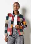 Colourful Check Fleece Jacket, Grey, large