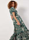 Scarf Print Smocked Maxi Dress, Green, large