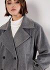 Tailored Short Peacoat Jacket, Dark Grey - Charcoal, large