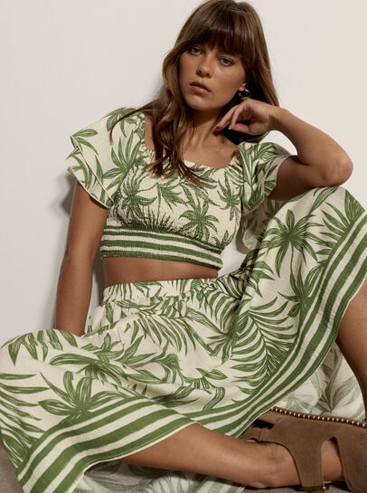 Palm Print Midi Skirt