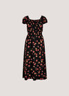 Vintage Rose Milkmaid Midi Dress, Black, large