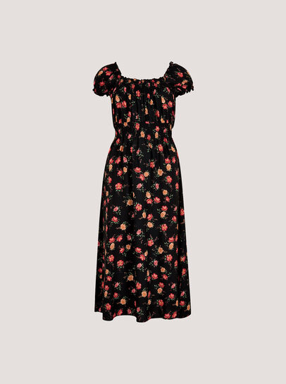 Vintage Rose Milkmaid Midi Dress