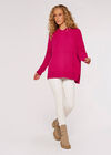 Popcorn Knit Hooded Jumper, Fuchsia, large
