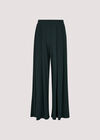 Ribbed Knit Palazzo Trousers, Green, large