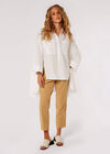 Oversized Statement Cotton Shirt, White, large