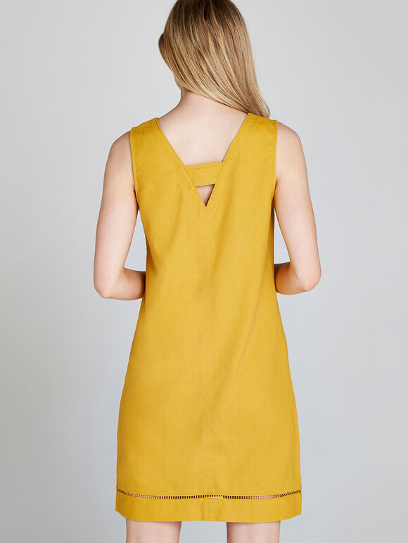 Lattice Edge Shift Dress, Mustard, large